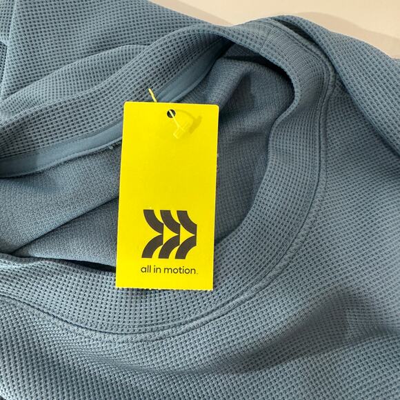 Mens Waffle Knit Sweatshirt Blue Crew Neck Long Sleeve All in Motion Size Small - Picture 4 of 7